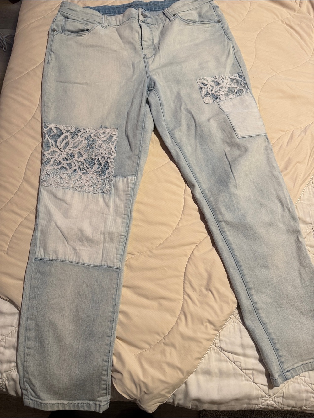 Chico's Light Blue Denim Jeans with lace Detail